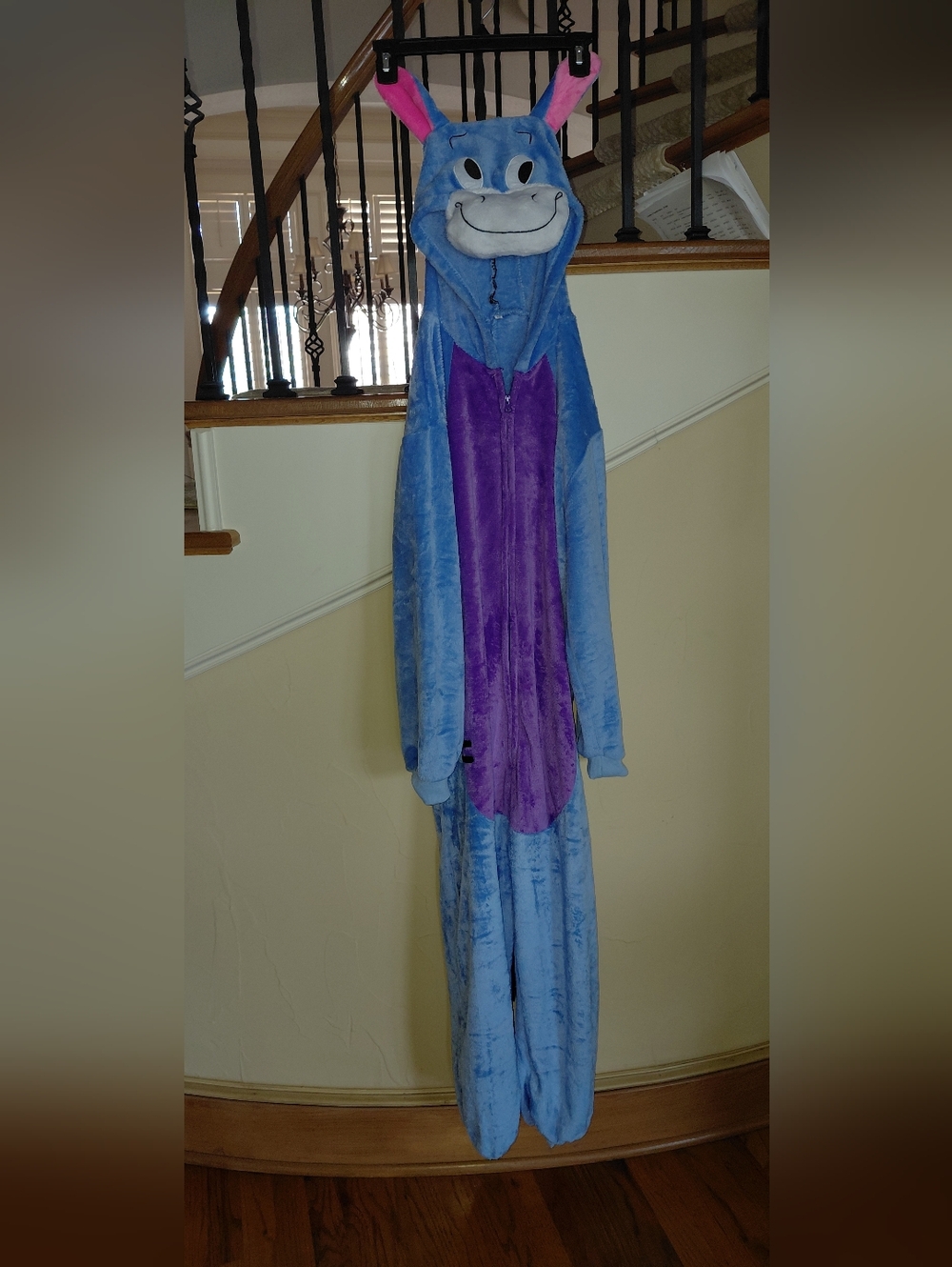 Disney Eeyore Blue & Purple Kids Pajamas/Costume Hoodie Onesie - Med